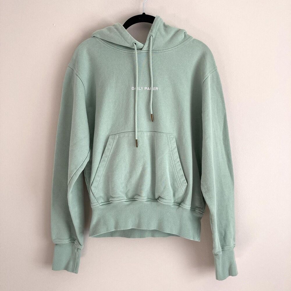 Daily Paper Womens Green Size Medium Pullover Hoodie Logo Print 100% Cotton